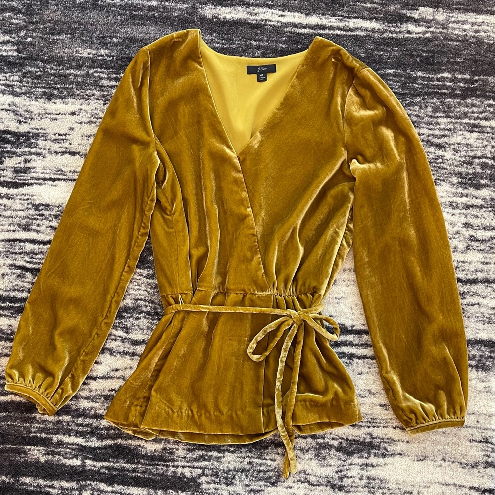 J.Crew Velvet Faux-wrap Top